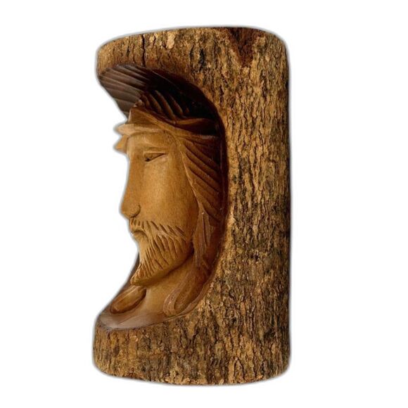 Wooden Relief, Face Of Jesus Christ, Crown Of Thorns Hand Carved In Philippines - Picture 3 of 8